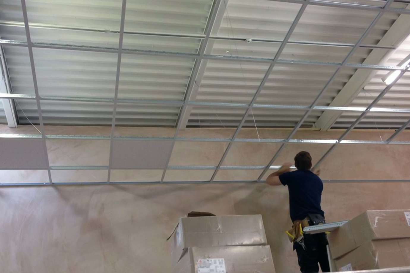 False Ceiling Gypsum Partitions Installation 1